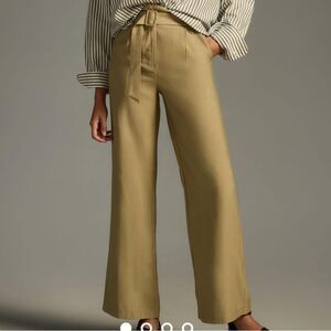 En Saison Belted Wide-Leg Trousers in Olive